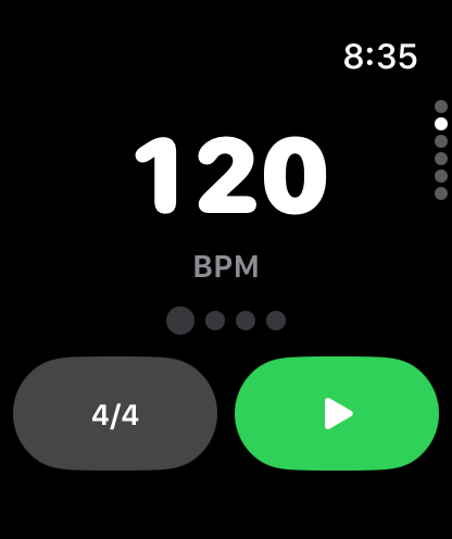 Metrónomo de Sound Tools en el Apple Watch